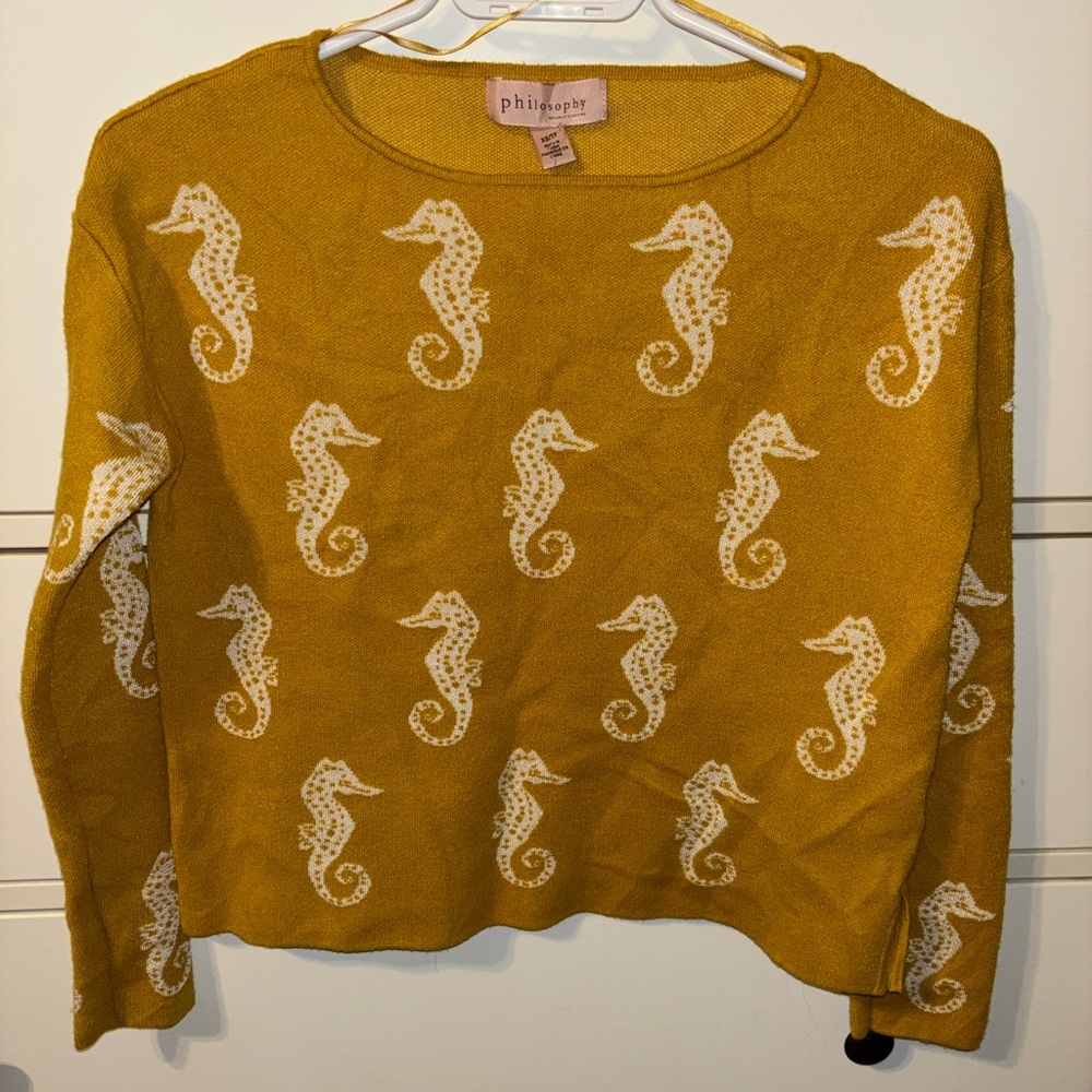 Philosophy Yellow Sweater with White Seahorses